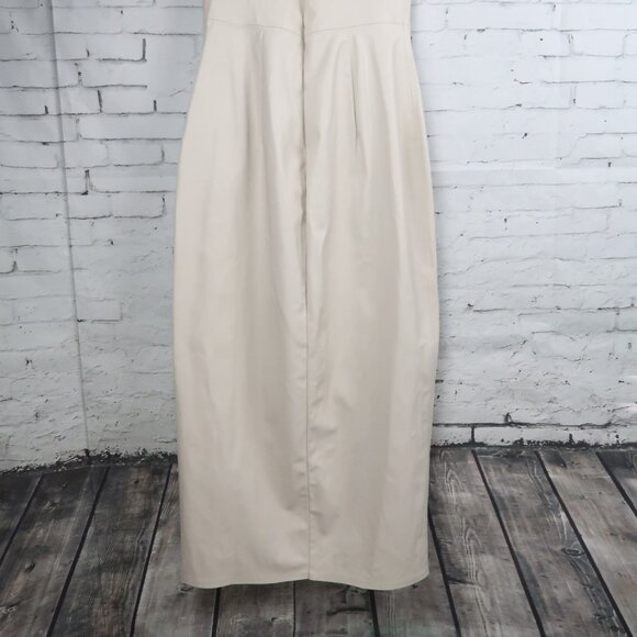ZARA LIGHT GREY FAUX LEATHER SPAGHETTI STRAP MIDI DRESS SIZE MEDIUM NWT - Picture 11 of 13